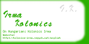 irma kolonics business card